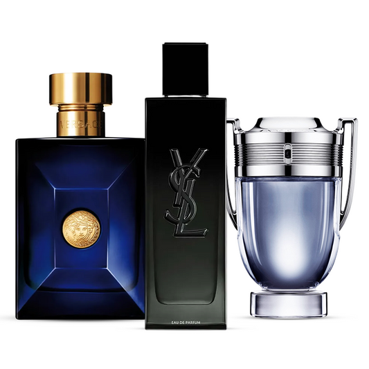3 Perfume Set: Versace Dylan Blue, YSL MYSLF & Paco Rabanne Invictus