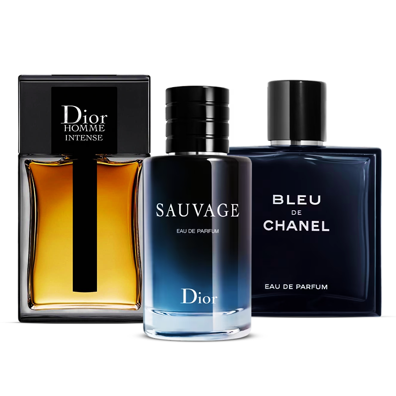 3 Perfume Set: Dior Sauvage, Bleu de Chanel & Dior Homme Intense 3 × 100ml