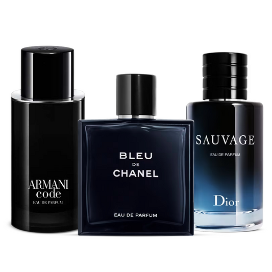 3 Perfume Set: Armani Code, Bleu de Chanel & Dior Sauvage