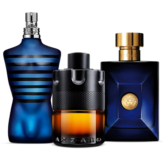 3 Perfume Set: Jean Paul Gaultier Ultra Male, Azzaro The Most Wanted & Versace Dylan Blue