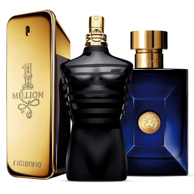 3 Perfume Set: Paco Rabanne 1 Million, Jean Paul Gaultier Le Male Le Parfum & Versace Dylan Blue