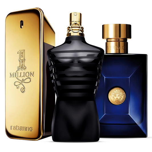 3 Perfume Set: Paco Rabanne 1 Million, Jean Paul Gaultier Le Male Le Parfum & Versace Dylan Blue