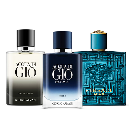 3 Perfume Set: Giorgio Armani Acqua di Giò, Acqua di Giò Profondo & Versace Eros