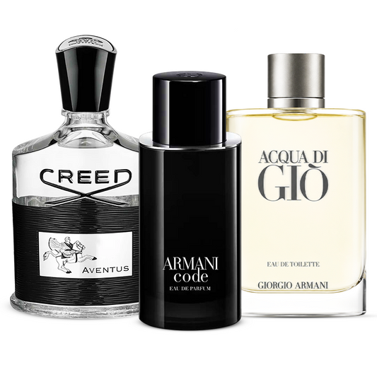 3 Perfume Set: Creed Aventus, Armani Code & Giorgio Armani Acqua di Giò
